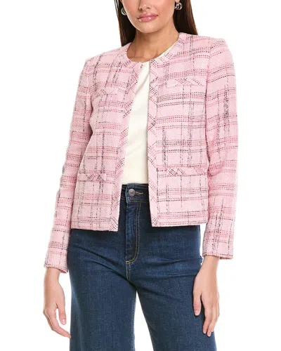 St John St. John Prince Of Whales Plaid Jacket In Pink