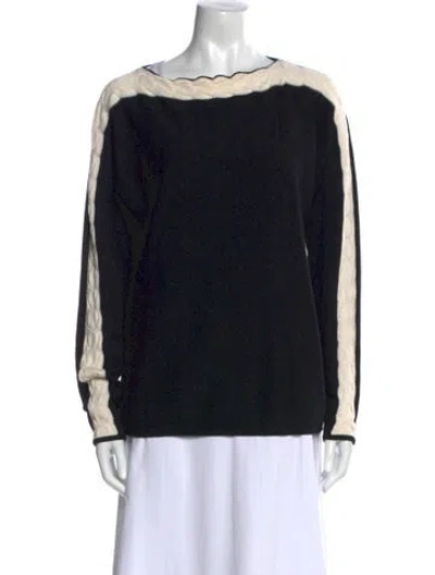Pre-owned St John Printed Bateau Neckline Sweater In Black