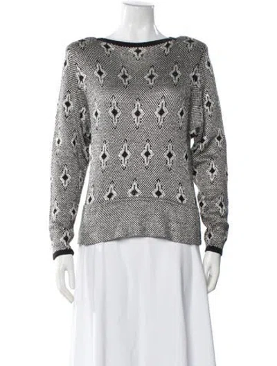 Pre-owned St John Printed Bateau Neckline Sweater In Multi