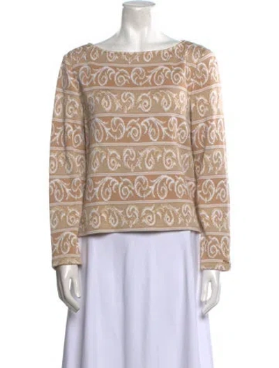 Pre-owned St John Printed Bateau Neckline Sweater In Neutral