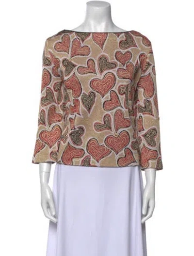 Pre-owned St John Printed Bateau Neckline Sweater In Neutral