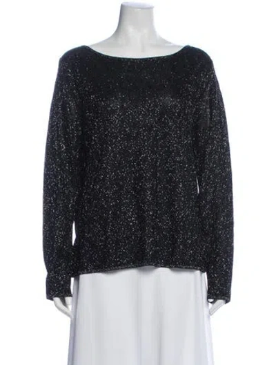 Pre-owned St John Printed Bateau Neckline Top In Gray