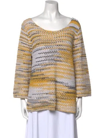 Pre-owned St John Printed Bateau Neckline Tunic In Multi