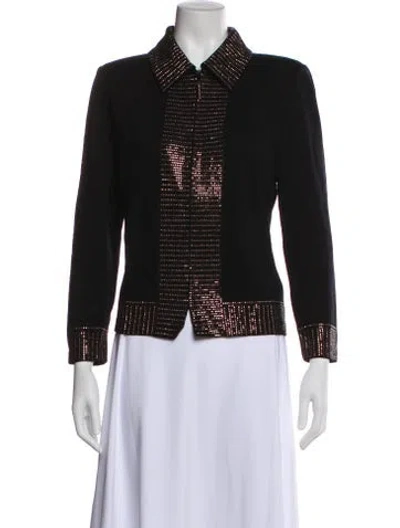 Pre-owned St John Printed Blazer In Black