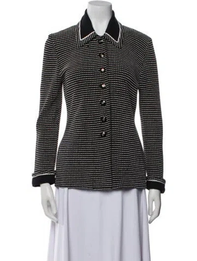 Pre-owned St John Printed Blazer In Black