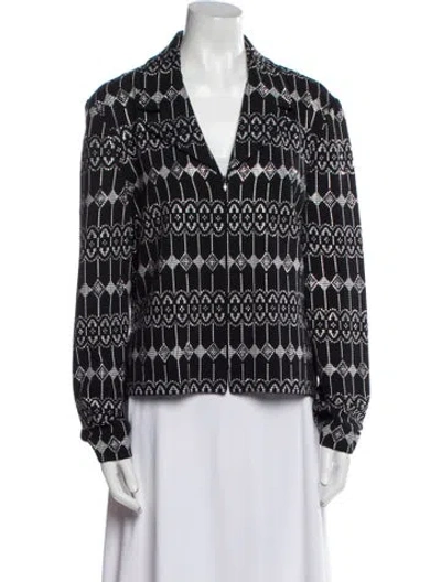 Pre-owned St John Printed Blazer In Black