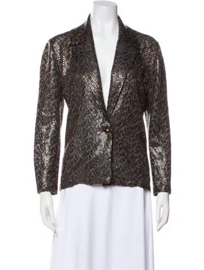 Pre-owned St John Printed Blazer In Black