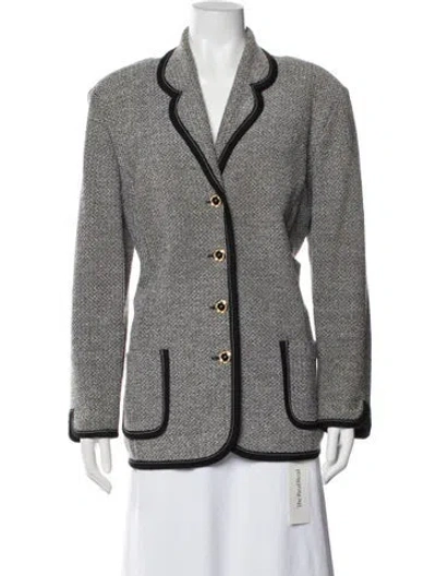 Pre-owned St John Printed Blazer In Black