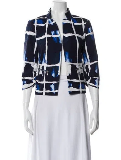 Pre-owned St John Printed Blazer In Blue