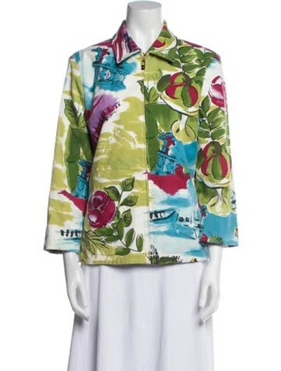 Pre-owned St John Printed Blazer In Blue