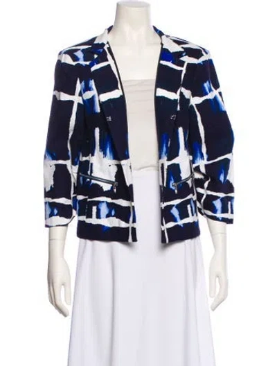 Pre-owned St John Printed Blazer In Blue