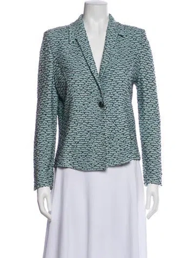 Pre-owned St John Printed Blazer In Blue