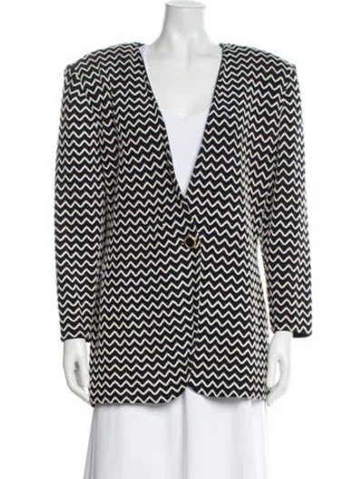Pre-owned St John Printed Blazer In Blue