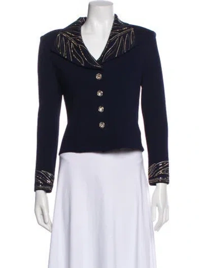 Pre-owned St John Printed Blazer In Blue