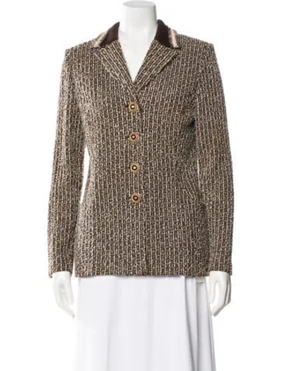 Pre-owned St John Printed Blazer In Brown