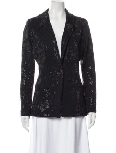 Pre-owned St John Printed Blazer In Gray