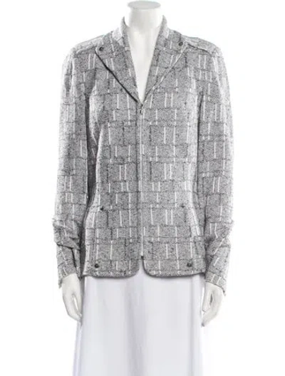 Pre-owned St John Printed Blazer In Gray