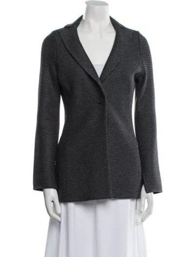 Pre-owned St John Printed Blazer In Gray