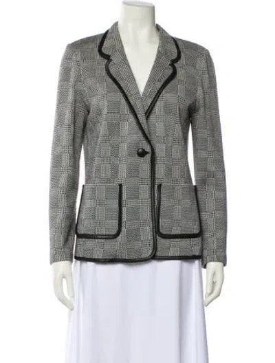 Pre-owned St John Printed Blazer In Gray
