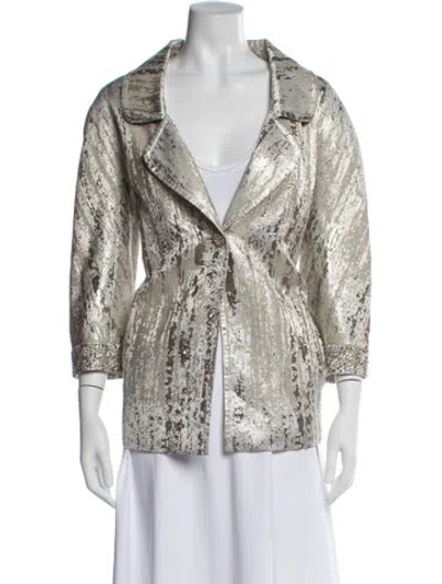 Pre-owned St John Printed Blazer In Gray