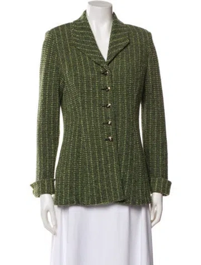 Pre-owned St John Printed Blazer In Green