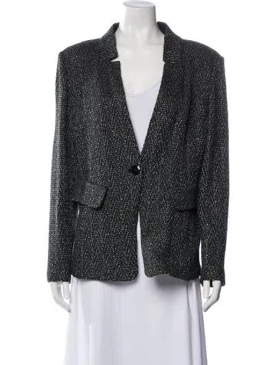 Pre-owned St John Printed Blazer In Green