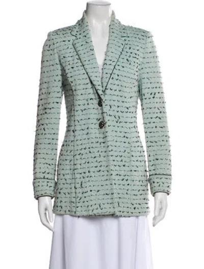 Pre-owned St John Printed Blazer In Green