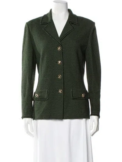 Pre-owned St John Printed Blazer In Green