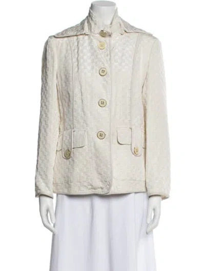Pre-owned St John Printed Blazer In Neutral