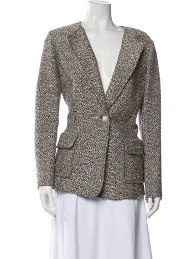 Pre-owned St John Printed Blazer In Neutral