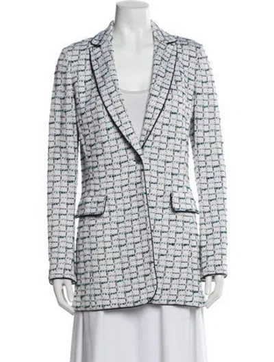 Pre-owned St John Printed Blazer W/ Tags In White