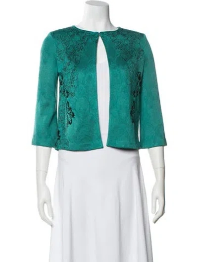 Pre-owned St John Printed Bolero In Blue
