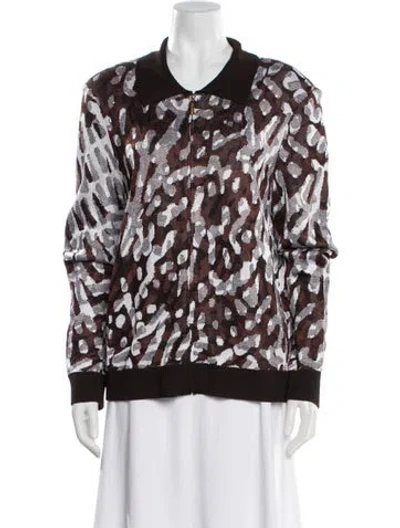 Pre-owned St John Printed Bomber Jacket In Brown