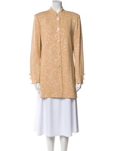 Pre-owned St John Printed Coat In Neutral
