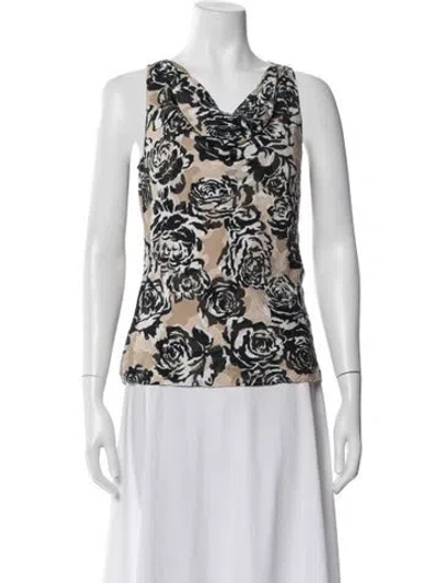 Pre-owned St John Printed Cowl Neck Blouse