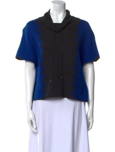 Pre-owned St John Printed Cowl Neck Sweater In Blue