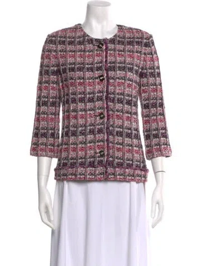 Pre-owned St John Printed Crew Neck Blouse In Multi