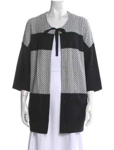 Pre-owned St John Printed Crew Neck Sweater In Black