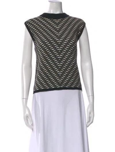 Pre-owned St John Printed Crew Neck Sweater In Black