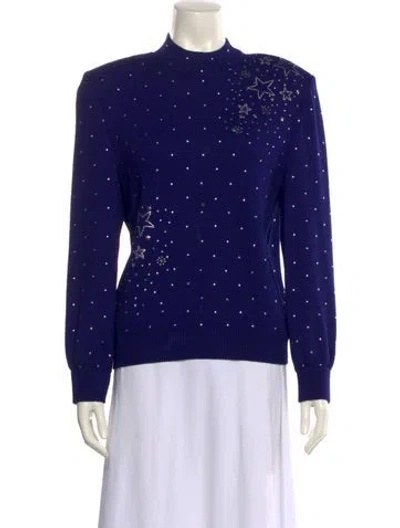 Pre-owned St John Printed Crew Neck Sweater In Blue