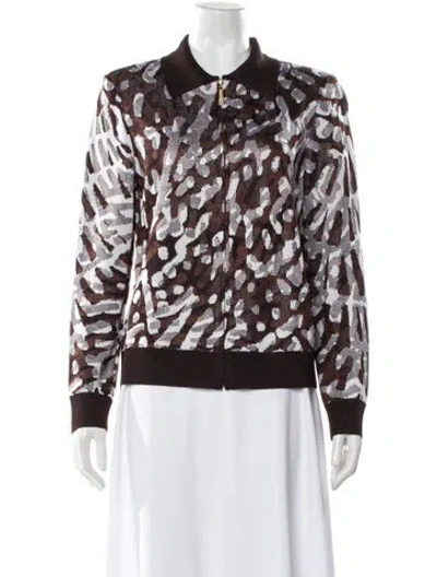 Pre-owned St John Printed Crew Neck Sweater In Brown