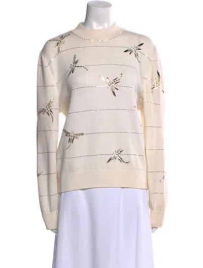 Pre-owned St John Printed Crew Neck Sweater In Neutral