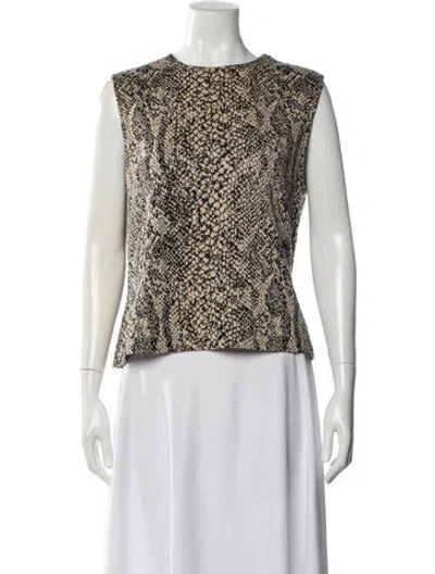 Pre-owned St John Printed Crew Neck Sweater In Neutral