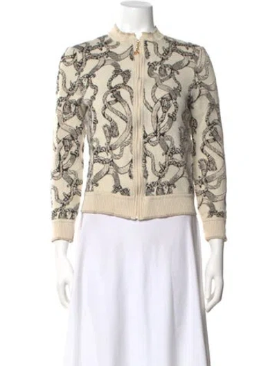 Pre-owned St John Printed Crew Neck Sweater In Neutral