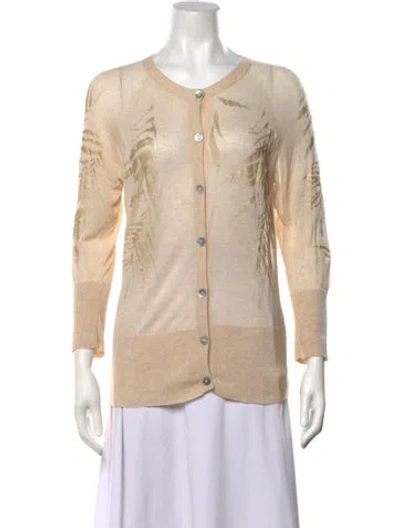 Pre-owned St John Printed Crew Neck Sweater In Neutrals