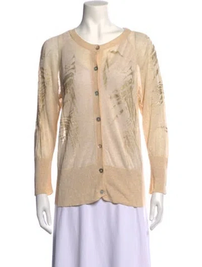 Pre-owned St John Printed Crew Neck Sweater In Neutrals