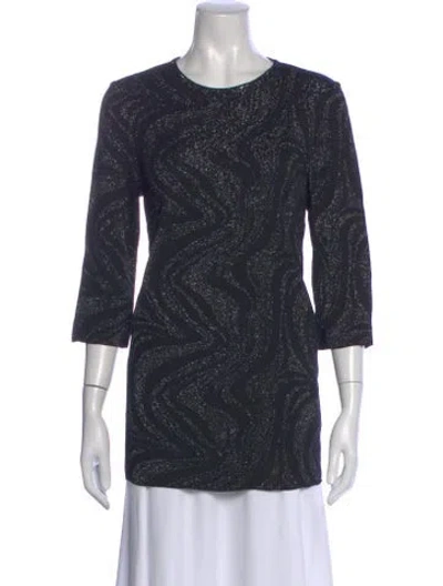 Pre-owned St John Printed Crew Neck Top In Multi