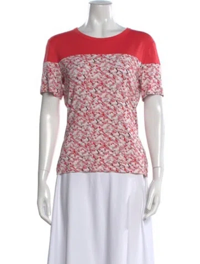 Pre-owned St John Printed Crew Neck T-shirt In Pink