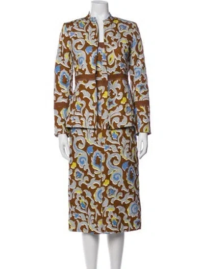 Pre-owned St John Printed Dress Set In Multi