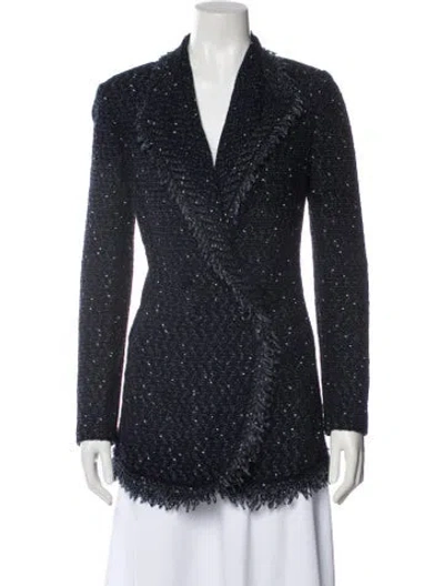 Pre-owned St John Printed Evening Jacket In Blue